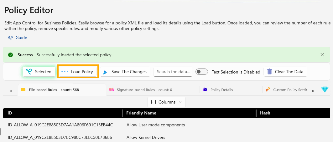 Change Policy Settings | WDAC Troubleshooting Guide